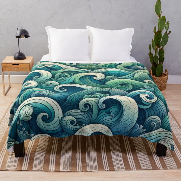 Item preview, Oceanic Whorls: Serpentine Waves in Aquatic Hues Dance designed and sold by ArtComixHaven.