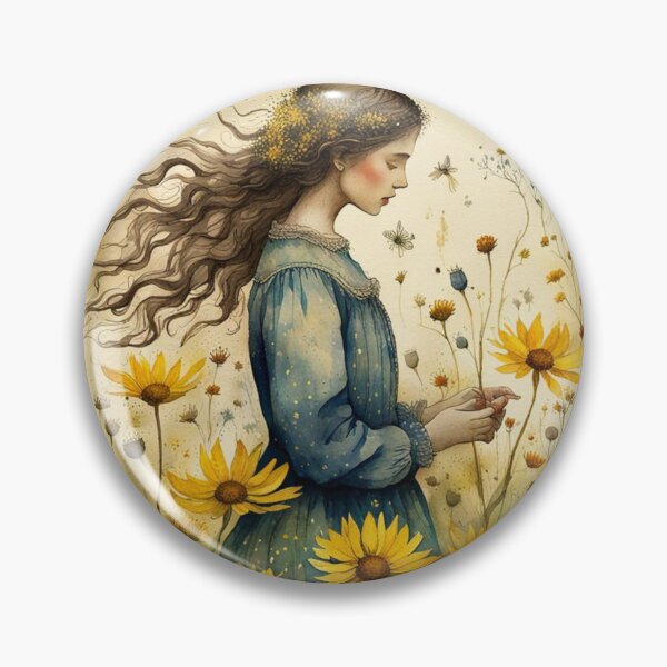 Item preview, Yellow wildflowers with girl designed and sold by Coolparrotgirl.