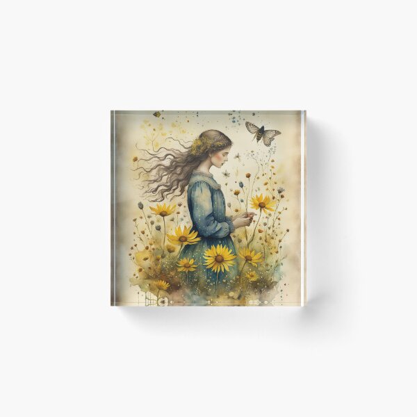 Item preview, Yellow wildflowers with girl designed and sold by Coolparrotgirl.