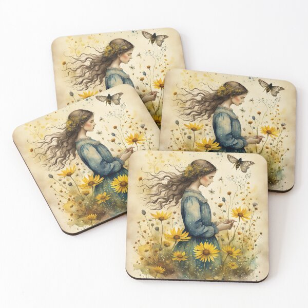 Item preview, Yellow wildflowers with girl designed and sold by Coolparrotgirl.