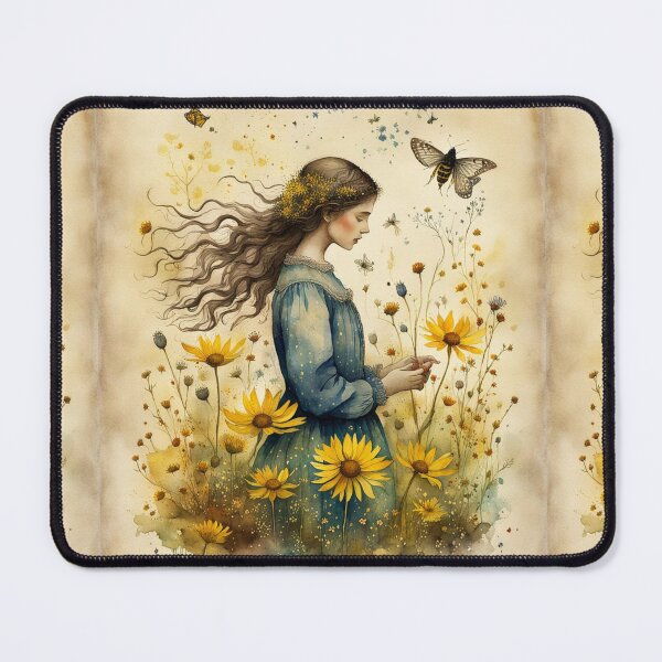 Item preview, Yellow wildflowers with girl designed and sold by Coolparrotgirl.