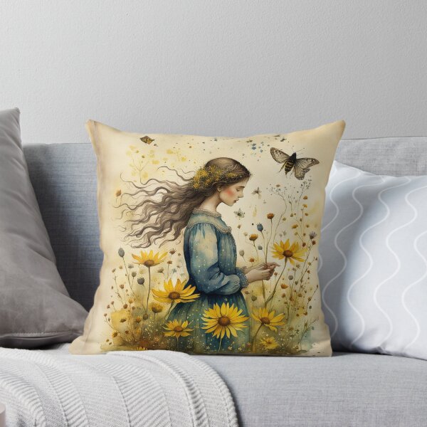 Item preview, Yellow wildflowers with girl designed and sold by Coolparrotgirl.