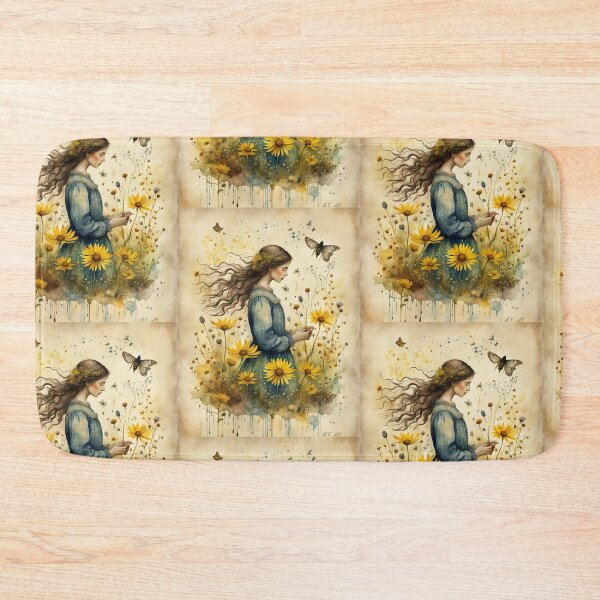 Item preview, Yellow wildflowers with girl designed and sold by Coolparrotgirl.