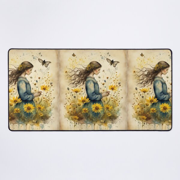 Item preview, Yellow wildflowers with girl designed and sold by Coolparrotgirl.
