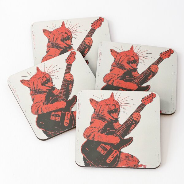 Item preview, Rocker, Rock, Cat, Music Kitty, Retro Style Kitten Vintage Cat designed and sold by CreativeArts-S.