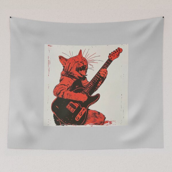 Item preview, Rocker, Rock, Cat, Music Kitty, Retro Style Kitten Vintage Cat designed and sold by CreativeArts-S.