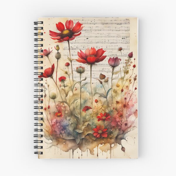 Item preview, Red and yellow wildflowers with music notes designed and sold by Coolparrotgirl.