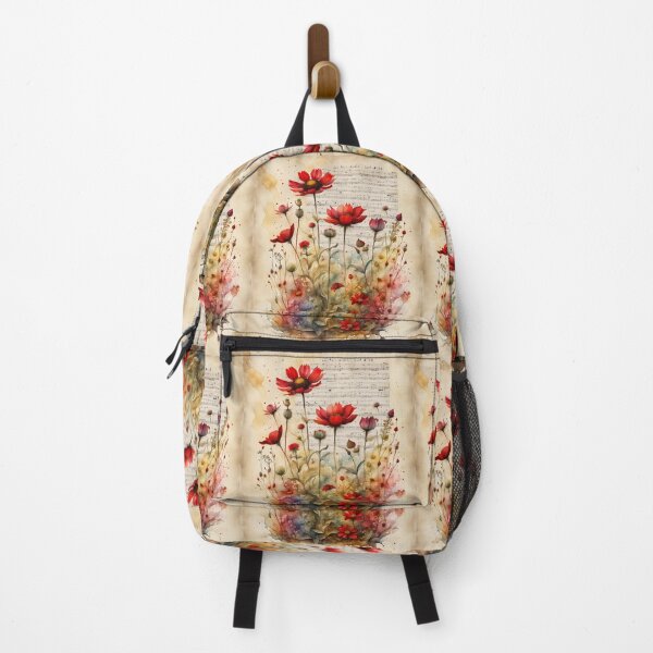 Item preview, Red and yellow wildflowers with music notes designed and sold by Coolparrotgirl.