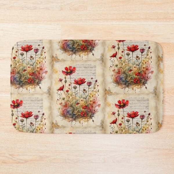Item preview, Red and yellow wildflowers with music notes designed and sold by Coolparrotgirl.