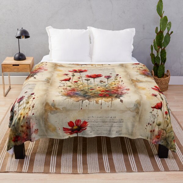 Item preview, Red and yellow wildflowers with music notes designed and sold by Coolparrotgirl.