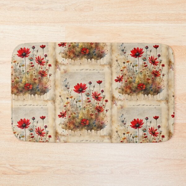 Item preview, Red and yellow wildflowers in an old book, romantic scene designed and sold by Coolparrotgirl.