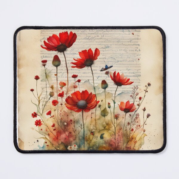 Item preview,  Red and yellow wildflowers  designed and sold by Coolparrotgirl.