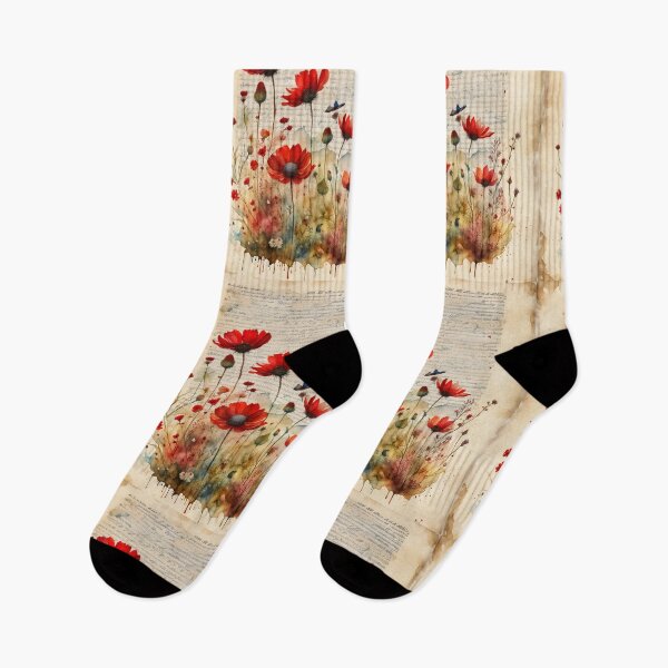 Item preview,  Red and yellow wildflowers  designed and sold by Coolparrotgirl.