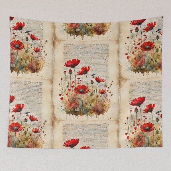Item preview,  Red and yellow wildflowers  designed and sold by Coolparrotgirl.