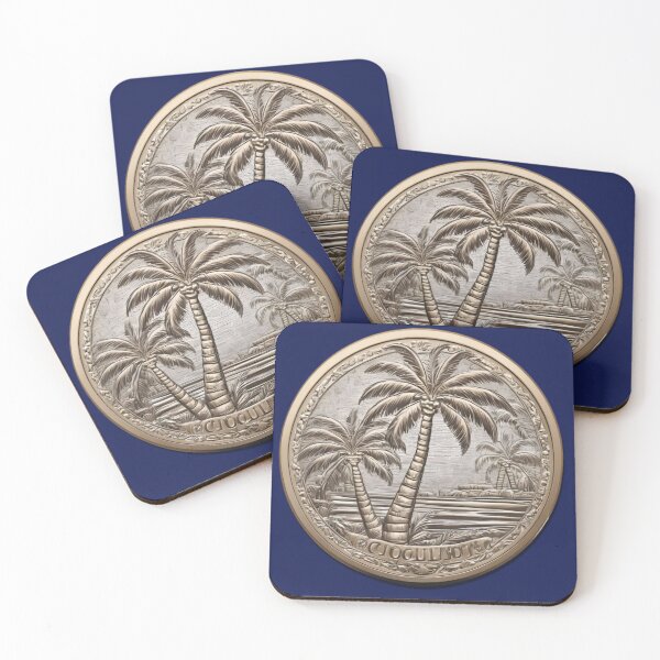 Item preview, FANTASY COIN TROPICAL LANDSCAPE WITH PALM TREES designed and sold by Ciervo Primavera.
