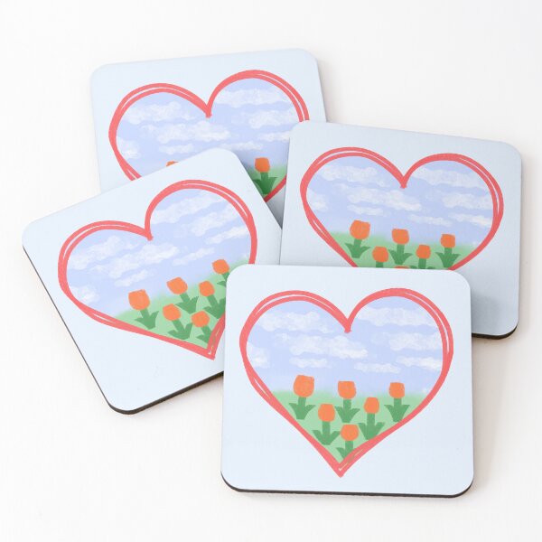 Item preview, Tulips with heart doodle designed and sold by wonderxwander.