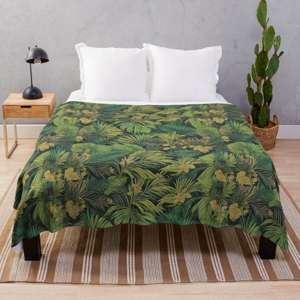 Item preview, Exotic jungle pattern palm leaves in various shades of green jungle designed and sold by Frostquest.