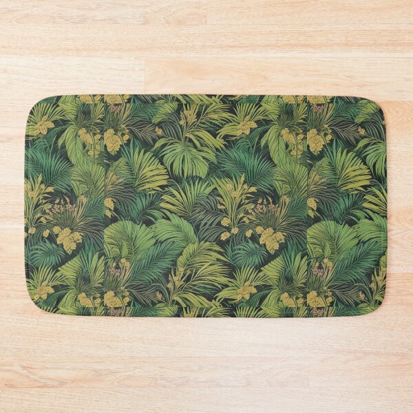 Item preview, Exotic jungle pattern palm leaves in various shades of green jungle designed and sold by Frostquest.
