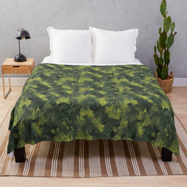 Item preview, Exotic jungle pattern palm leaves in various shades of green jungle designed and sold by Frostquest.