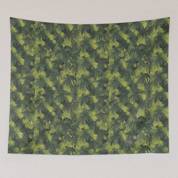 Item preview, Exotic jungle pattern palm leaves in various shades of green jungle designed and sold by Frostquest.