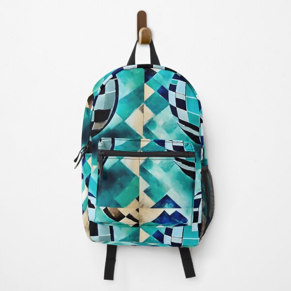 Item preview, A three-dimensional ball on a background with a checkerboard pattern in shades of blue and turquoise. designed and sold by Natalia-Vlad.