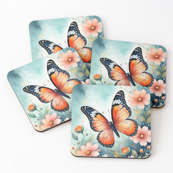 Item preview, Spring watercolor illustration: Butterflies awakening in a floral garden designed and sold by ChaosEdits.