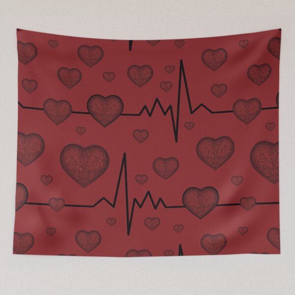 Item preview, Cardiogram pattern with red heart designed and sold by Cherevan.