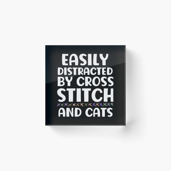 Item preview, Easily Distracted By Cross Stich And Cats designed and sold by HappyDelights.