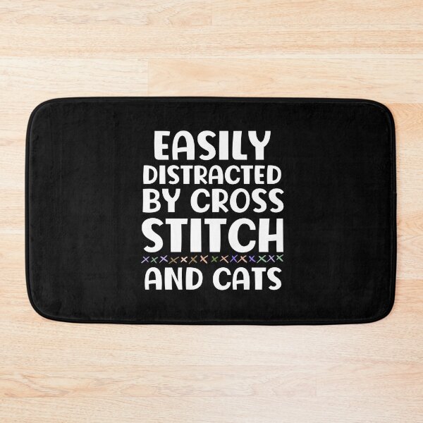 Item preview, Easily Distracted By Cross Stich And Cats designed and sold by HappyDelights.