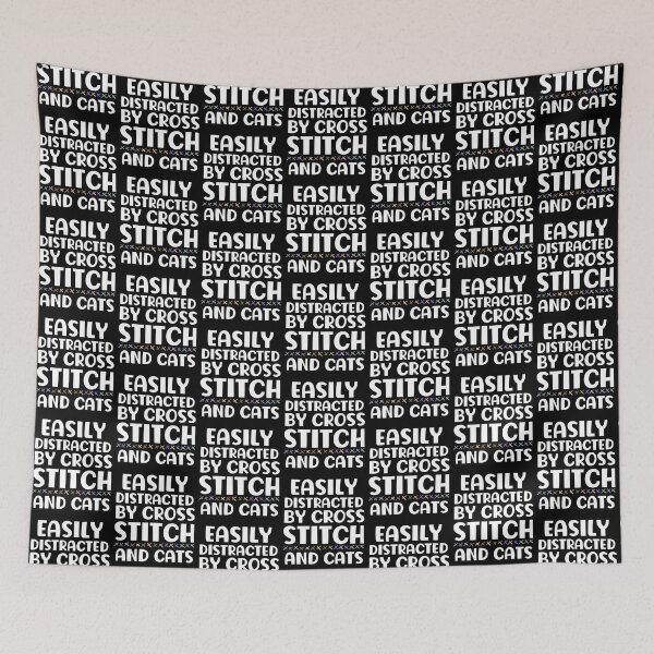 Item preview, Easily Distracted By Cross Stich And Cats designed and sold by HappyDelights.