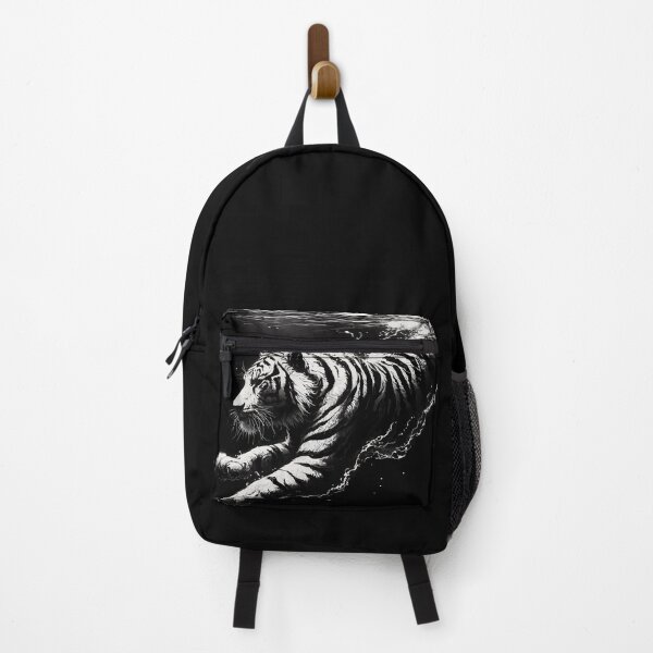 Item preview, Monochromatic Outline Tiger Swimming in Water designed and sold by TomFrontierArt.