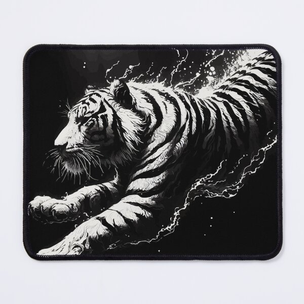 Item preview, Monochromatic Outline Tiger Swimming in Water designed and sold by TomFrontierArt.