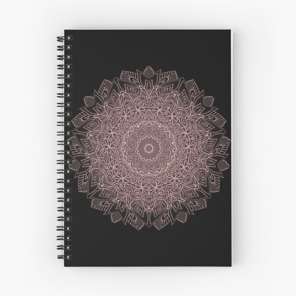 Artikelvorschau, Blumenblatt-Rosa u. schwarzer einfarbiger Mandala-Boho-Entwurf geschaffen durch Veda entworfen und verkauft von kattakitty.