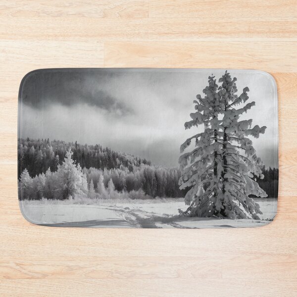 Item preview, Winter Trail: Monochromatic Mountain Forest Scene Photograph  designed and sold by ShadeScapeArt.