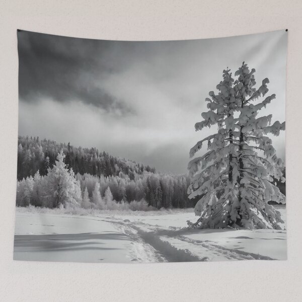 Item preview, Winter Trail: Monochromatic Mountain Forest Scene Photograph  designed and sold by ShadeScapeArt.