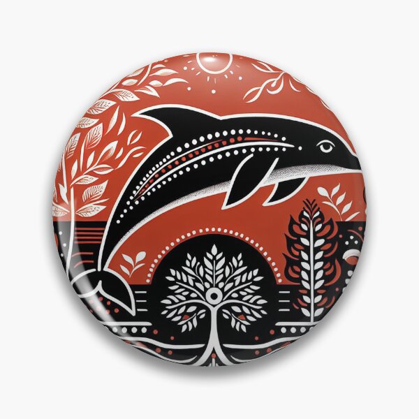 Item preview, Black Madhubani dolphin designed and sold by PictaNova.