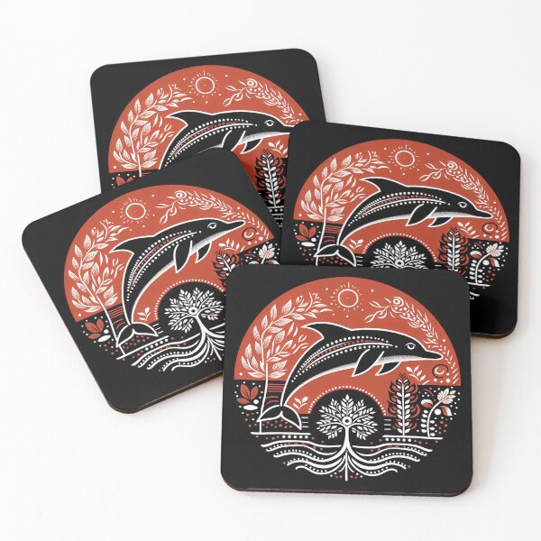 Item preview, Black Madhubani dolphin designed and sold by PictaNova.