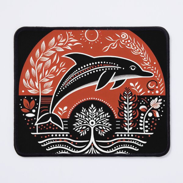 Item preview, Black Madhubani dolphin designed and sold by PictaNova.