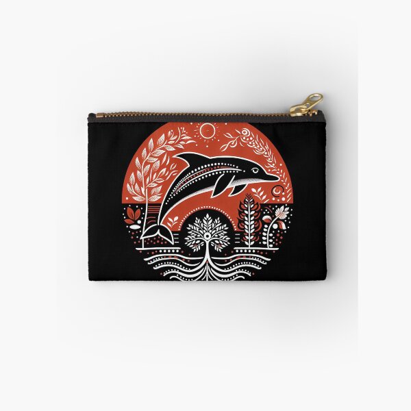 Item preview, Black Madhubani dolphin designed and sold by PictaNova.