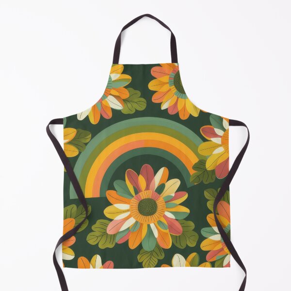 Item preview, Retro colourful floral rainbow print designed and sold by PrettyPinkSkies.