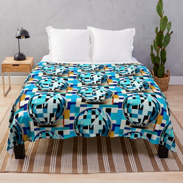 Artikelvorschau, Eine dreidimensionale Kugel auf einem Hintergrund mit einem Schachbrettmuster in Blau- und Türkistönen. entworfen und verkauft von Natalia-Vlad.
