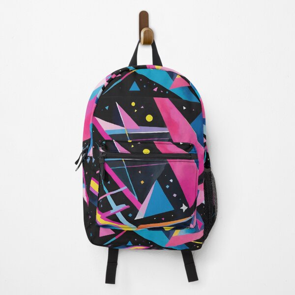 Item preview, 1990s Style Graphic Triangles Neon Pink Blue Yellow Arcade Signage designed and sold by Sarcastic Narwhal.