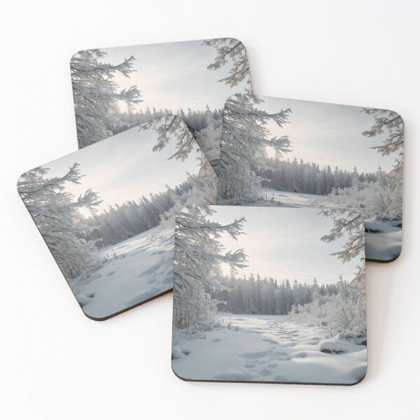 Item preview, Sunny Winter Day: Monochrome Mountain Forest Scene Photographic Image designed and sold by ShadeScapeArt.