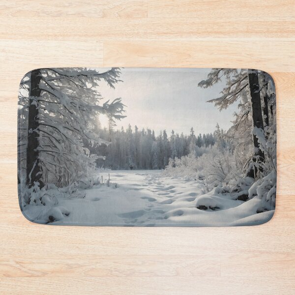 Item preview, Sunny Winter Day: Monochrome Mountain Forest Scene Photographic Image designed and sold by ShadeScapeArt.