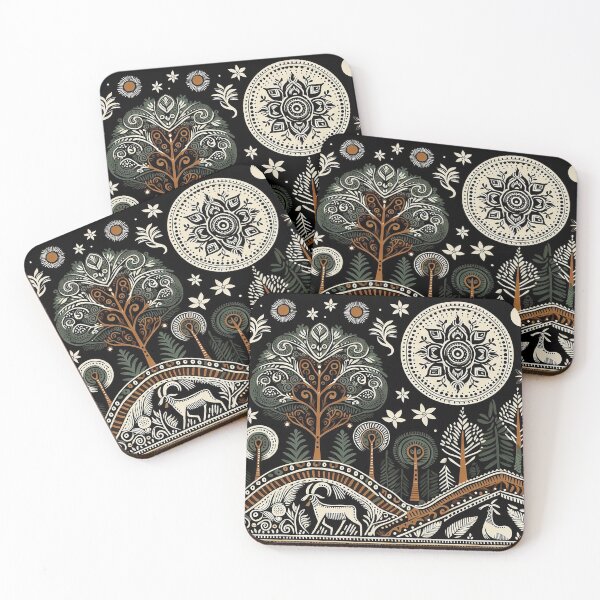 Item preview, Black Madhubani garden designed and sold by PictaNova.