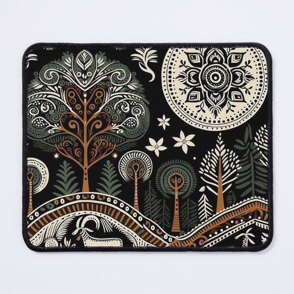 Item preview, Black Madhubani garden designed and sold by PictaNova.