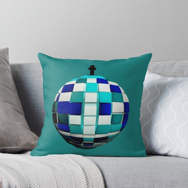 Item preview, A three-dimensional ball on a background with a checkerboard pattern in shades of blue and turquoise. designed and sold by Natalia-Vlad.