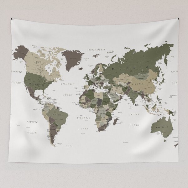 Item preview, World Map in Camouflage Colors designed and sold by UrbanEpiphany.