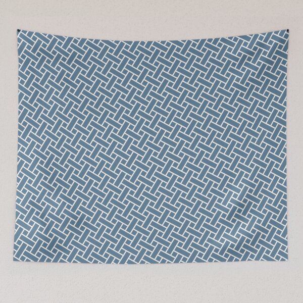 Item preview, Blue & White Herringbone Brick Wall Weave Borderless Blueprint designed and sold by Alchemy-A-La-G.