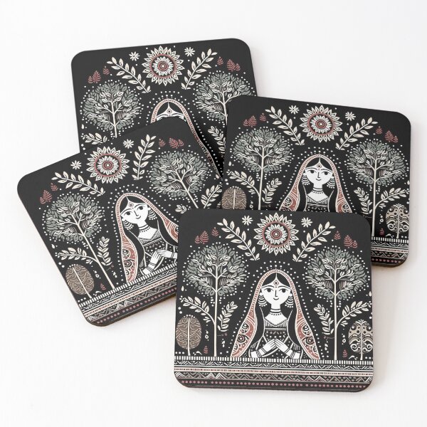 Item preview, Black Madhubani Indian Girl designed and sold by PictaNova.